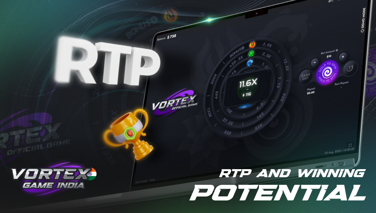 Vortex game India RTP features with volatility and real money payouts